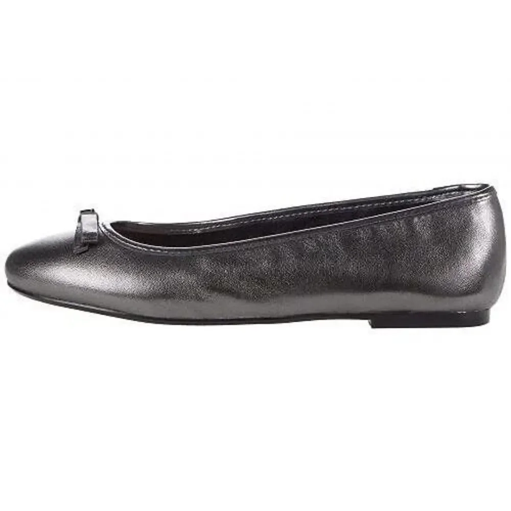 Ted Baker Gunmetal Leather Bow Ballerina Flat Shoe Women's Noraih 40 US 9.5